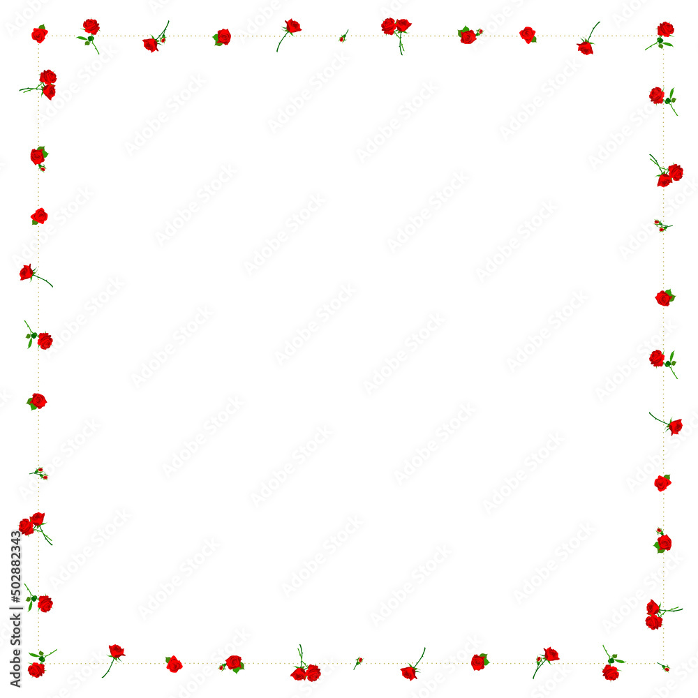 赤いバラの四角い飾り枠

