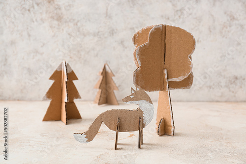 Handmade cardboard fox and ...