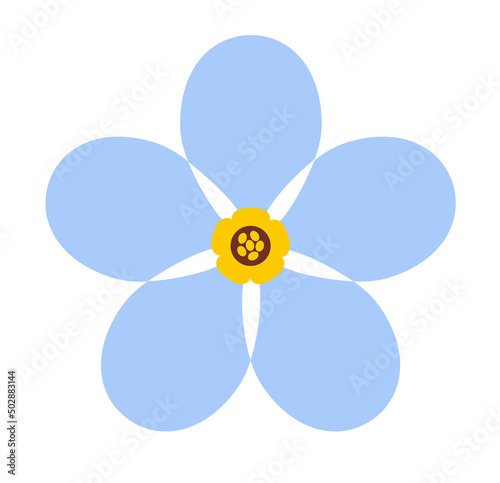 Forget me not. Stylized blue forget me not flower isolated on white background. Vector illustration of memory symbol.