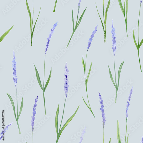 Watercolor hand drawn beautiful seamless pattern with lavender flowers © NataliaArkusha