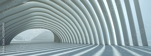 Abstract structure  long tunnel  3D rendering  panoramic image