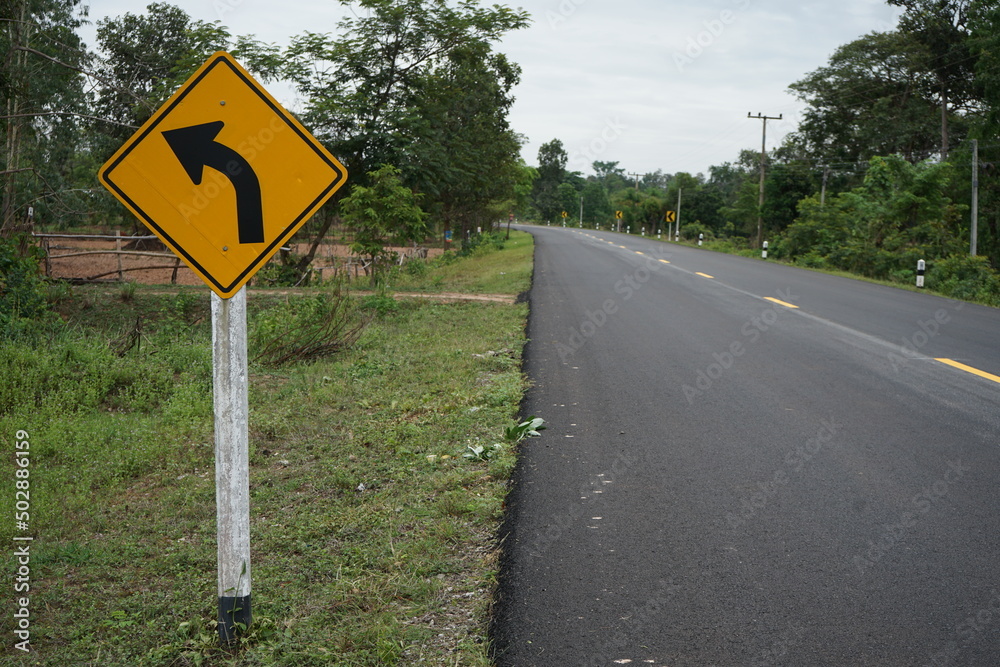 left curve warning sign for travel safety left curve warning sign for travel safety
