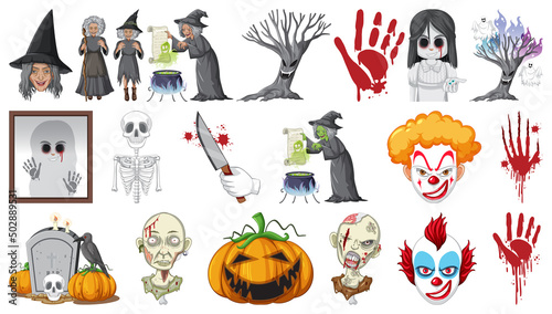 Halloween set with scary monsters