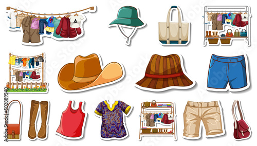 Sticker set of clothes and accessories
