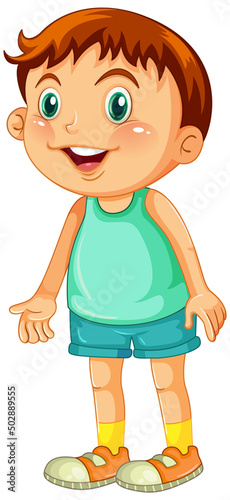 Happy young boy cartoon character standing