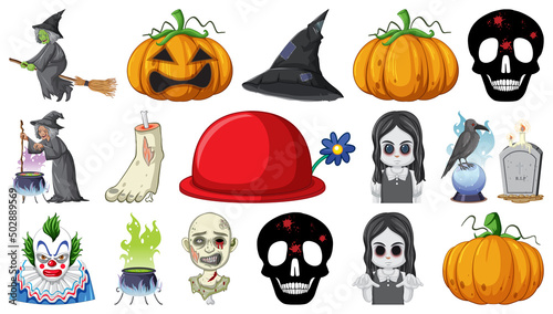 Halloween set with scary monsters