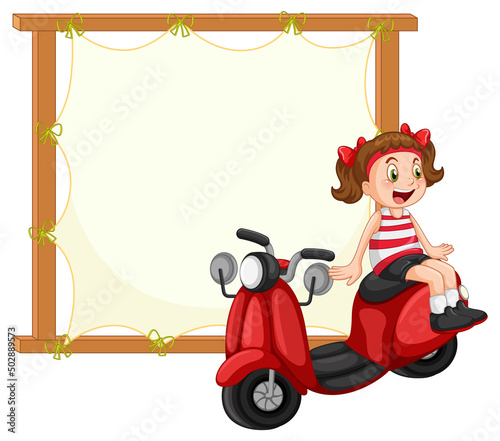 Board template with girl on motorcycle