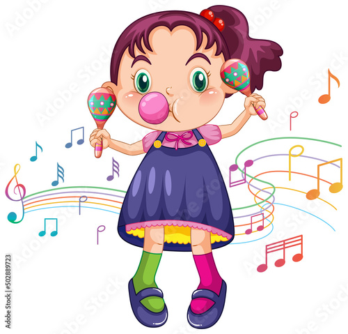 Ponytail girl holding maracas