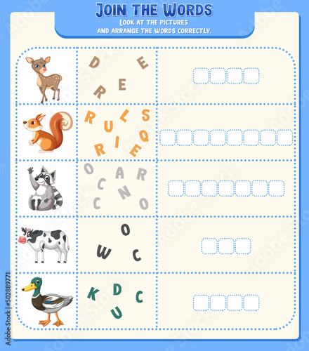 Arrange the letters in order with pictures