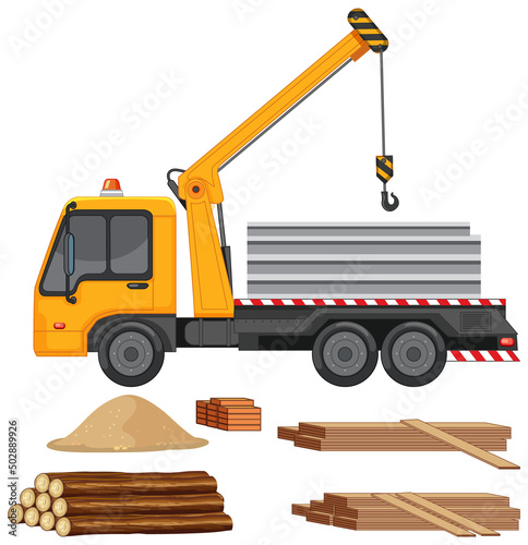 Mobile crane on white background