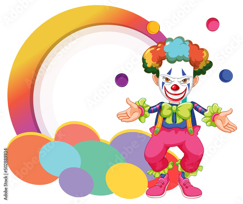 Clown cartoon character with empty banner