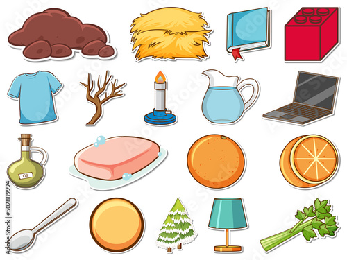 Sticker set of mixed daily objects