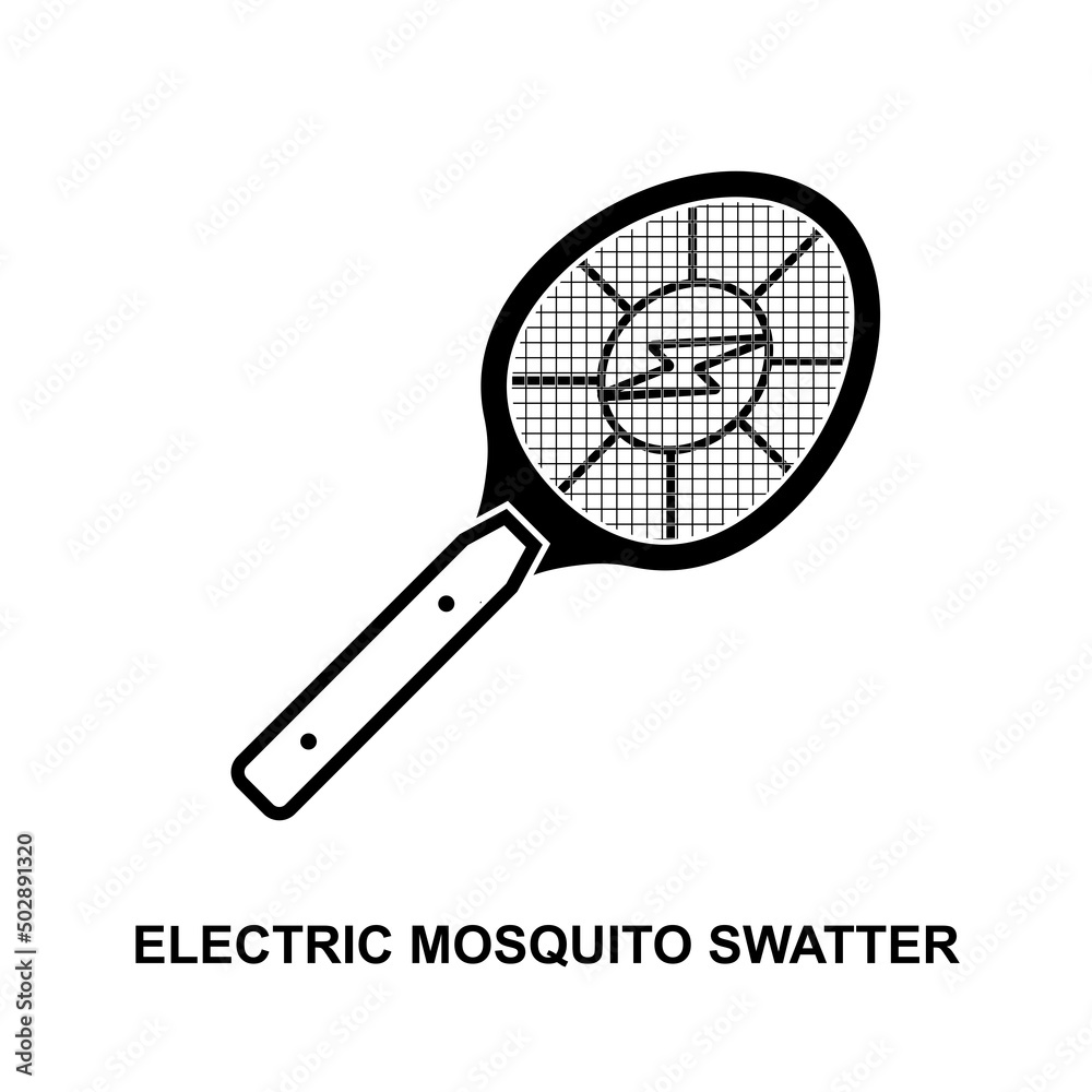 Electric mosquito swatter icon isolated on white background vector illustration. Electric mosquito swatter icon isolated on white background vector illustration.