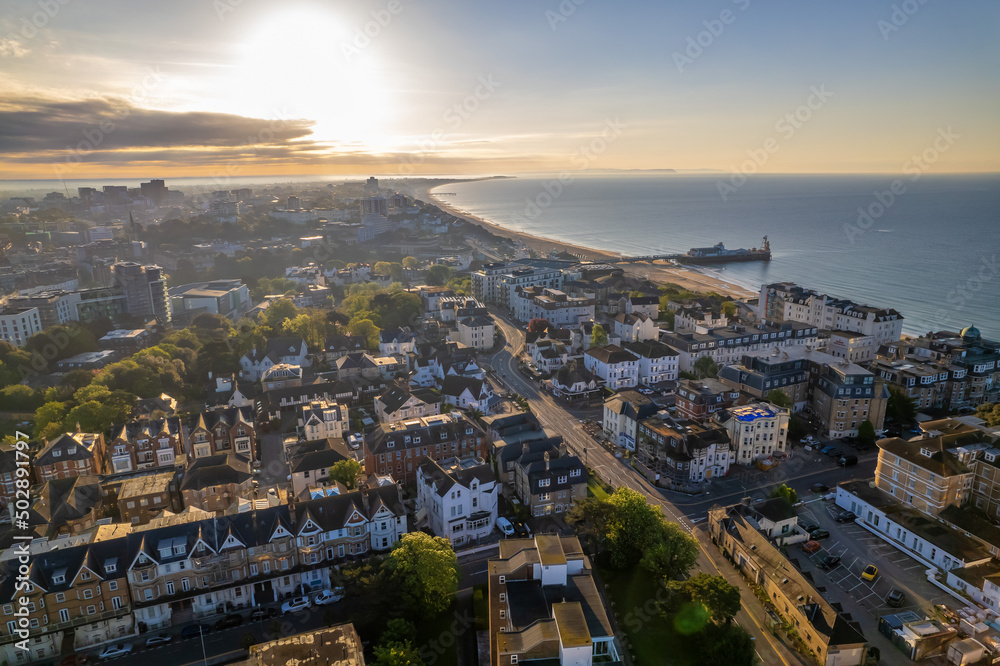 Aerial View Of Bournemouth Beach and Pier - obrazy, fototapety, plakaty 