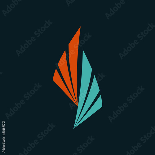 Elegant wings logo. Abstract sign isolated on dark background. Decorative icon, design elements. Symbol for corporate business identity. Luxury style.