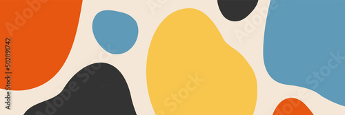 Minimalist retro banner template with abstract organic shapes