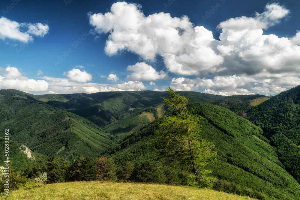 beautiful summer mountain view from hill Cipcie in Slovakia