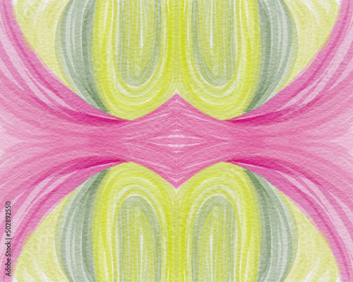 abstract digital watercolor drawing of green and pink colors