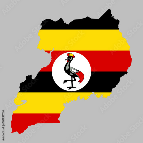 Uganda flag inside map borders vector illustration 