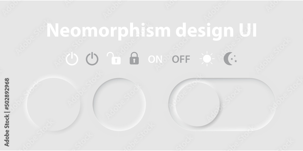 Set of 3d neomorphism elements for user interface design. Slider with lock and unlock and other modes. Set of 3d neomorphism elements for user interface design. Slider with lock and unlock and other modes.