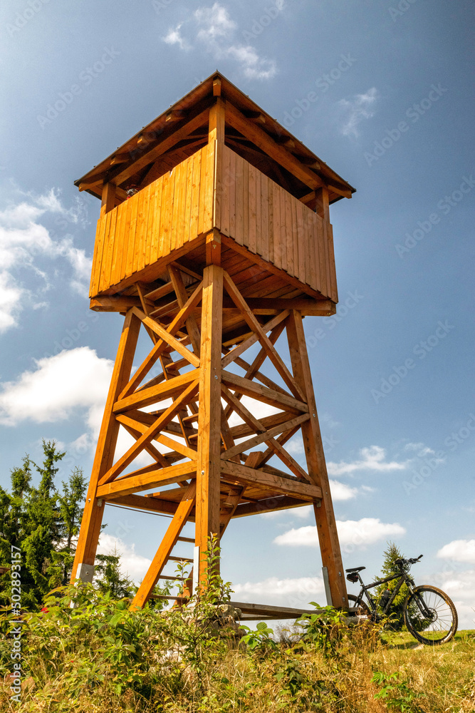 Lookout on hill Stratenec in Javorniky mountains at Slovakia Lookout on hill Stratenec in Javorniky mountains at Slovakia