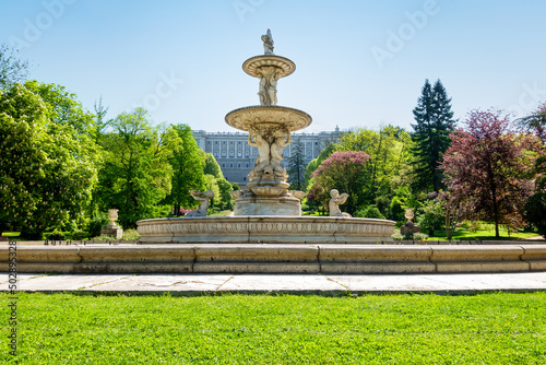Fountain in the gardens of the Royal Palace of Madrid, Campo del Moro.