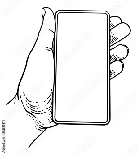 Hand Holding Mobile Phone V...