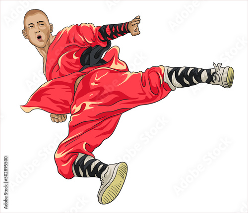 Drawing kungfu shaolin martial art, legend, art.illustration, vector