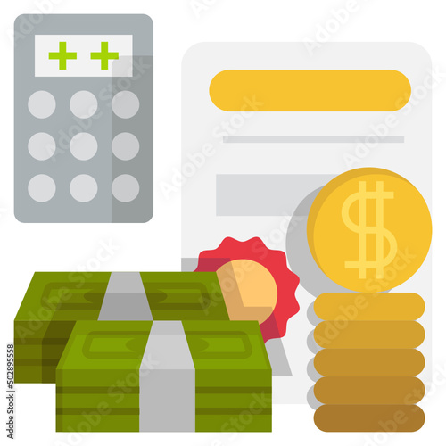 Accounting flat icon,linear,outline,graphic,illustration