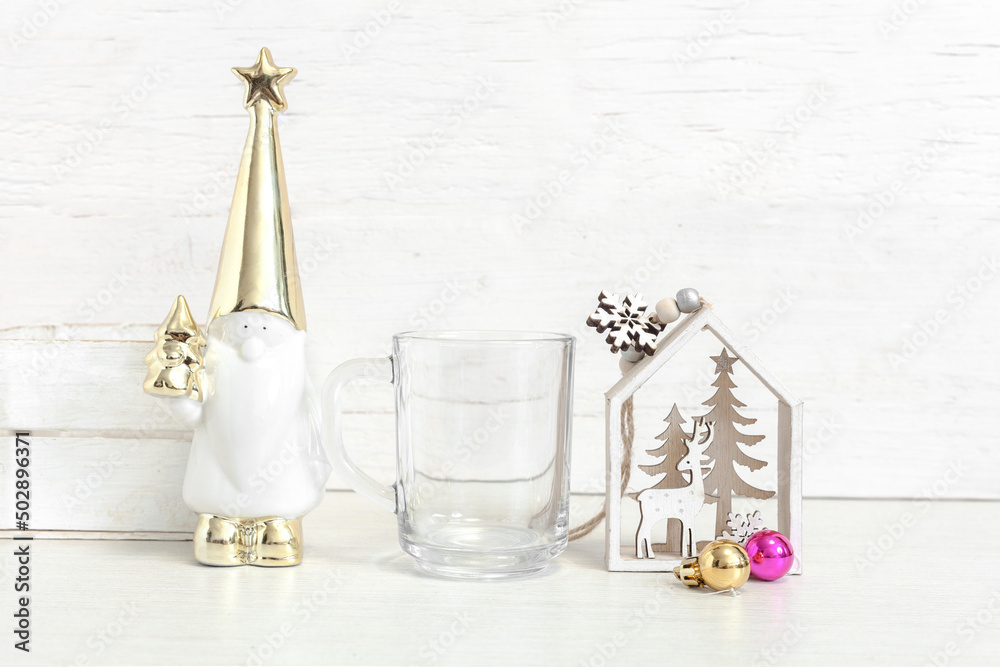 Christmas glass mug mockup