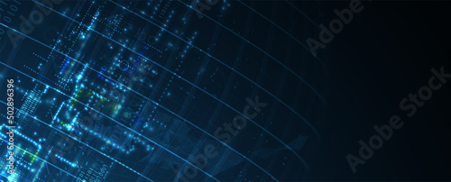 Quantum processing. Deep learning artificial intelligence. Future new technology  for business or science presentation