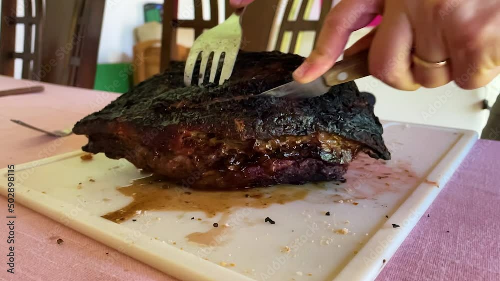 juicy cut of Argentine meat ready to be sliced