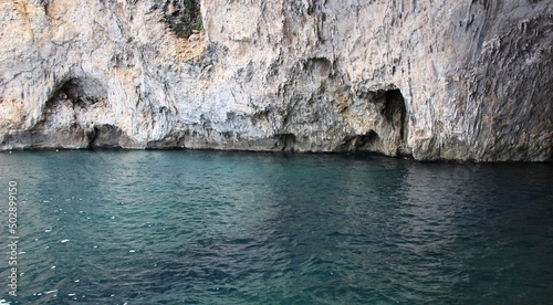 Italy, Salento, Castro Marina: Foreshortening of the coast in Zinzulusa place.