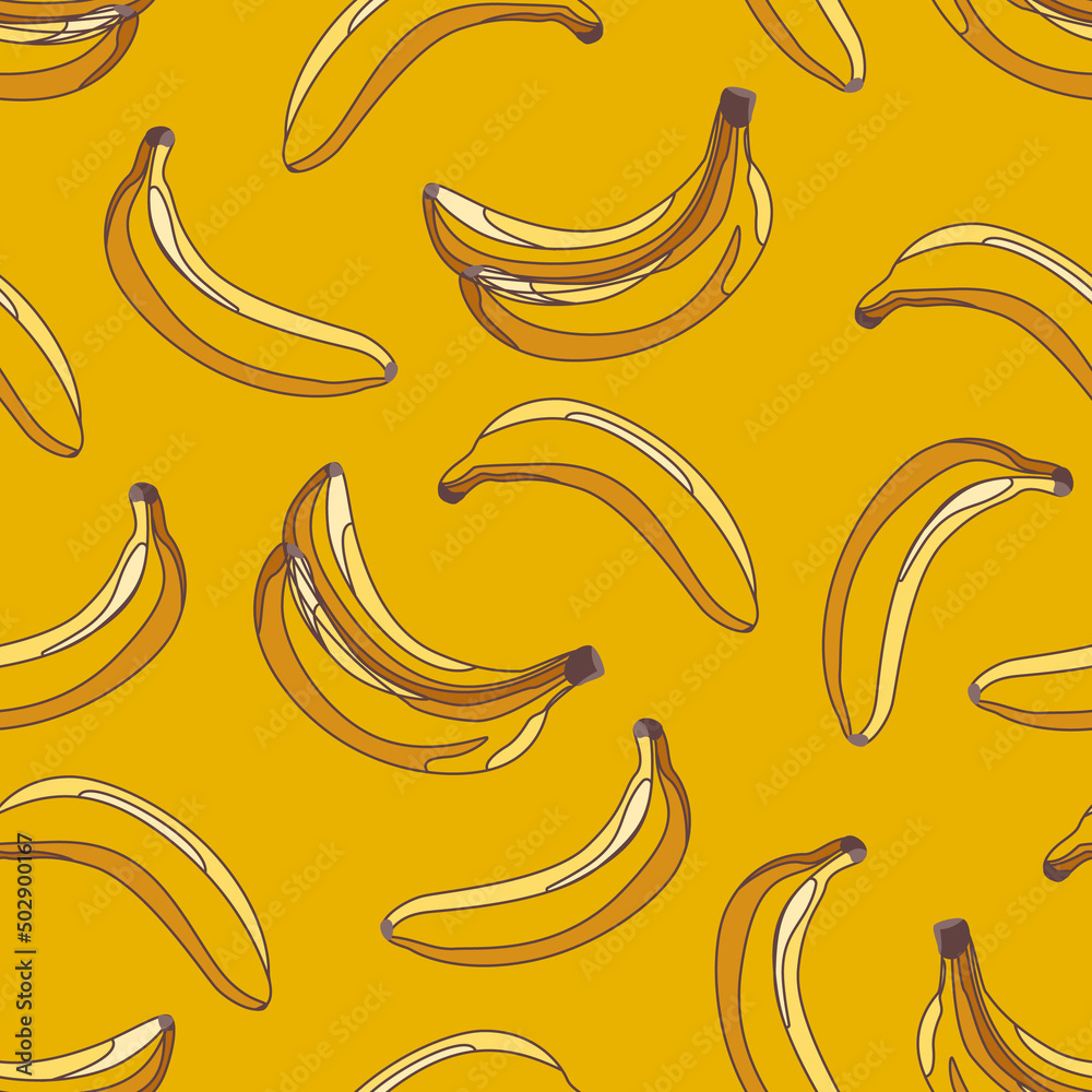 a pattern of ripe bananas on a yellow background a pattern of ripe bananas on a yellow background
