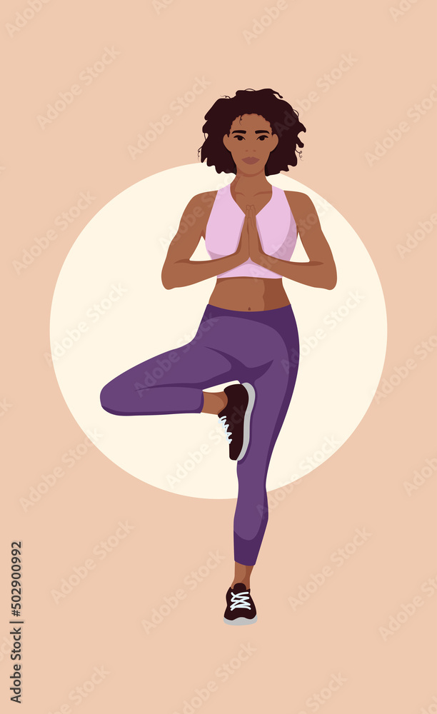 A poster of an African woman in a yoga pose