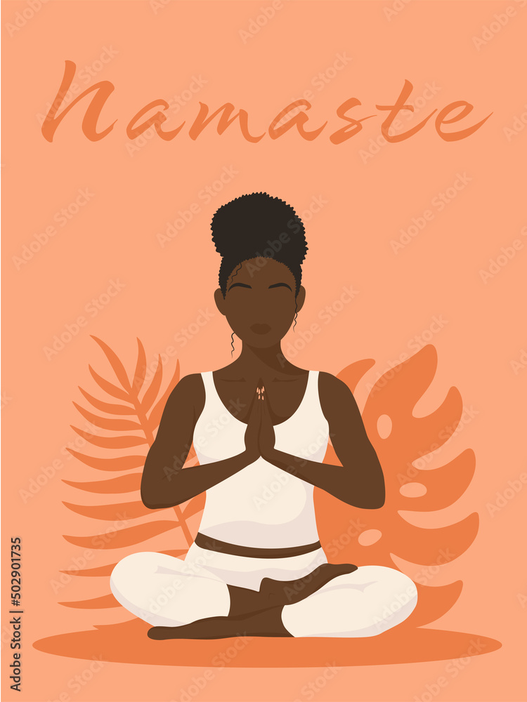 Lotus yoga position. Yoga namaste banner. Vector illustration Lotus yoga position. Yoga namaste banner. Vector illustration