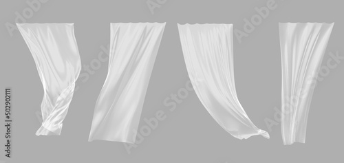 Slika na platnu White window curtains, 3d render