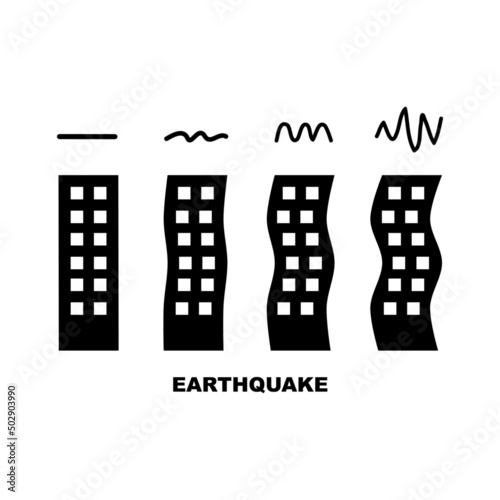 Building was shaken by earthquake black icon vector design.