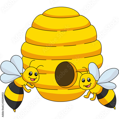 Bees Cartoon Colored Clipart Illustration