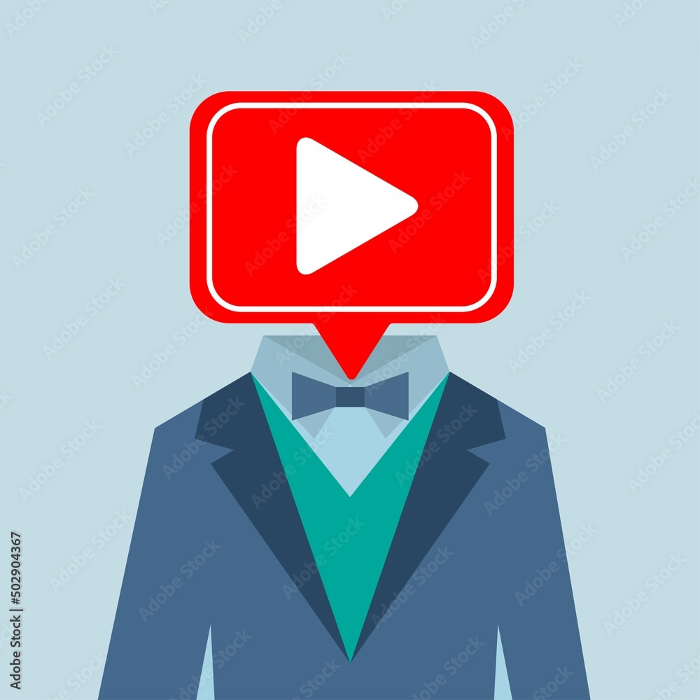 Man in suit with player head Man in suit with player head