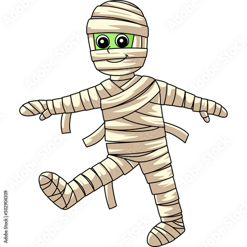 Mummy On Halloween Cartoon Colored Clipart