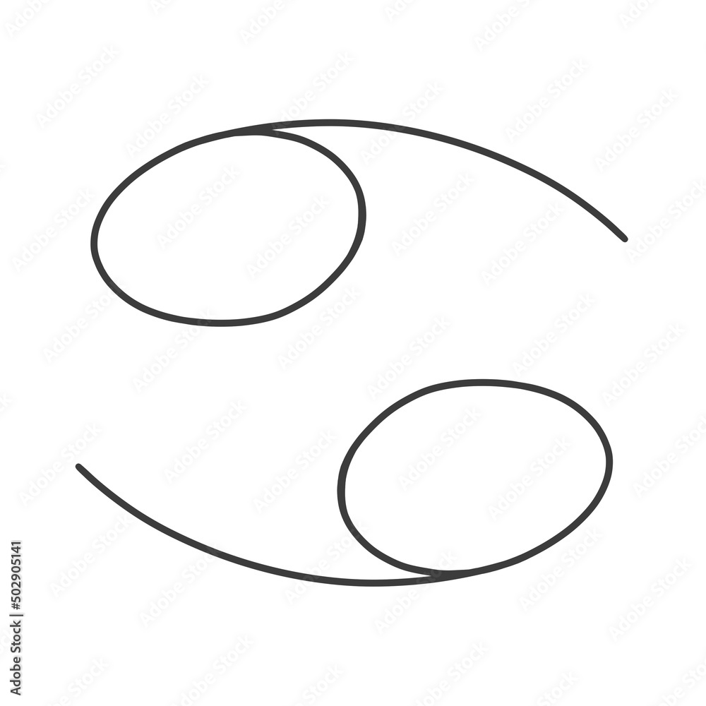 Zodiac sign Cancer from horoscope and astrology. Lineart, separate elements Zodiac sign Cancer from horoscope and astrology. Lineart, separate elements