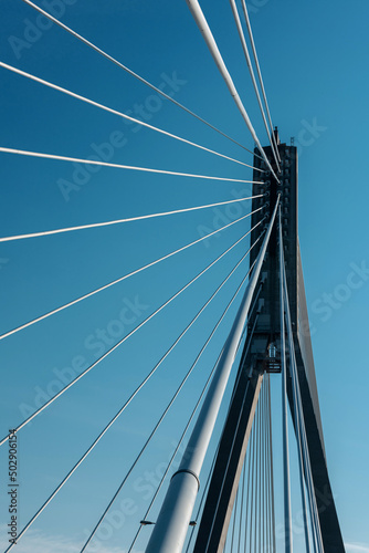 Bridge support with cables.
