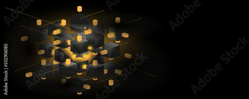 Technology for development of electronic devices on microprocessor. Quantum computer. A futuristic microchip processor with components.