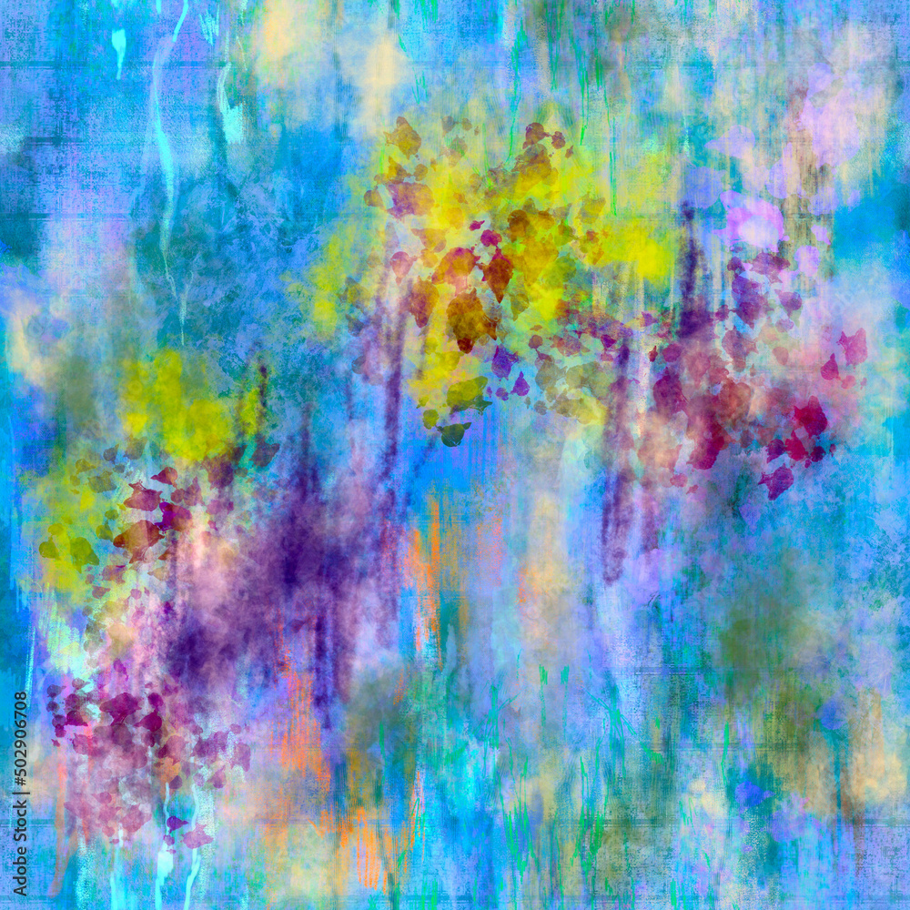 Abstract multicolored painted pattern with bright spots, blots, smudges, lines, strokes, stains