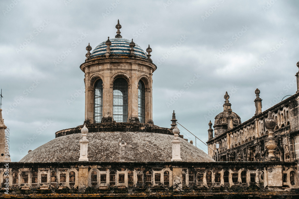 view of one of domes of cathedral of Seville on cloudy day