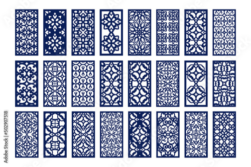 Big set patterned panels, templates for cutting or printing.