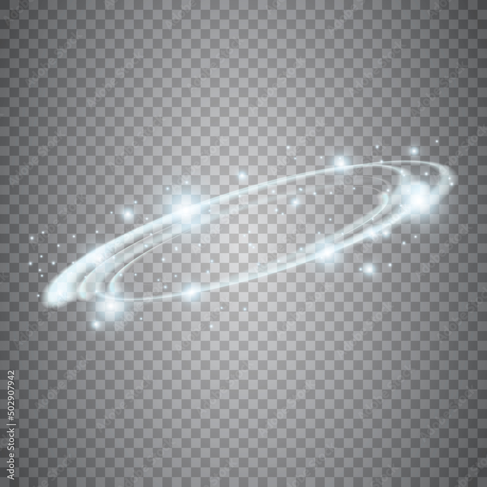 Circular lens flare transparent light effect. Abstract sparkling spark