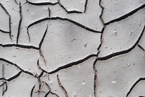 Cracks in the dry ground, drought.