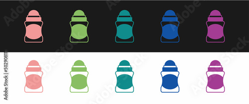 Set Antiperspirant deodorant roll icon isolated on black and white background. Cosmetic for body hygiene. Vector